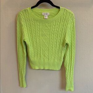 Jessica Simpson Cable Knit Lime Sweater sz S